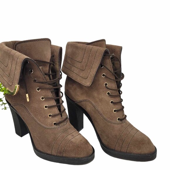 Louis Vuitton Brown Suede Leather Lace Up Boots - Picture 5 of 5